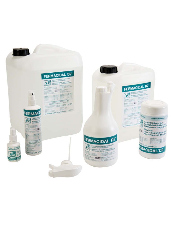 Labotects desinfectant are available in different versions: In different canister and bottle sizes and as disinfectant wipes.