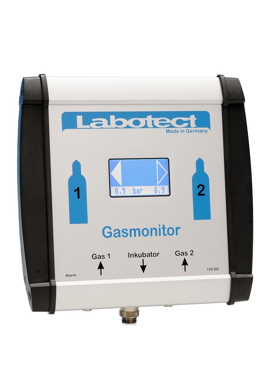 Two bottles can be connected with the Gasmomitor  and changes can be made via  touchscreen display.