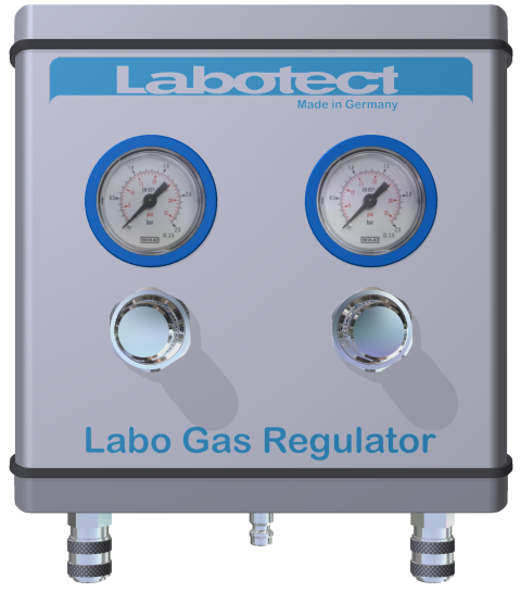 The Gas Regulator is monitoring the outlet pressures of the gas bottles with two displays
